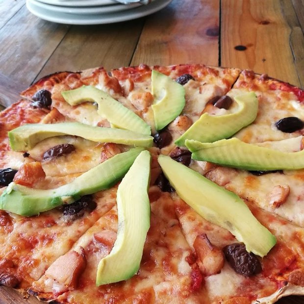 Avocado and bacon pizza at Salt