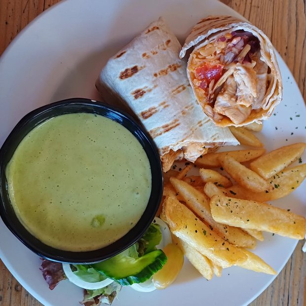 Chicken wrap with fries